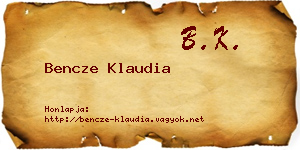 Bencze Klaudia névjegykártya